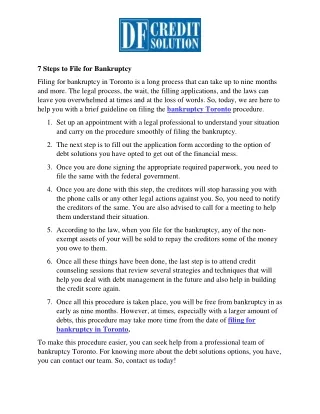 7 steps to file for bankruptcy