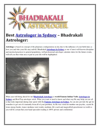 Best Astrologer in Sydney – Bhadrakali Astrologer: