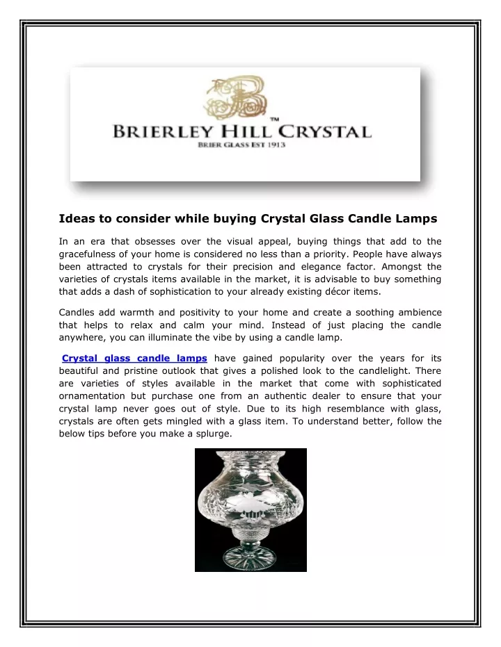 ideas to consider while buying crystal glass