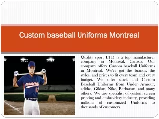 Custom baseball Uniforms Montreal