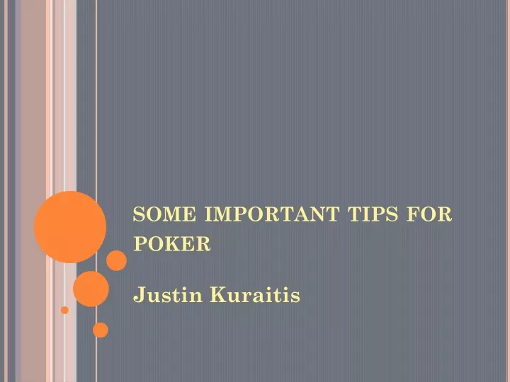 some important tips for poker