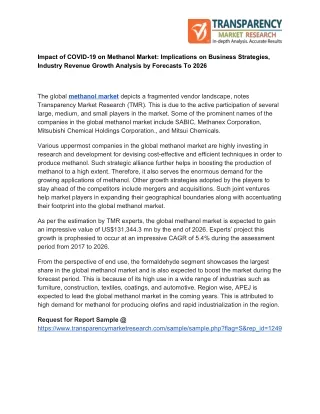 impact of covid 19 on methanol market