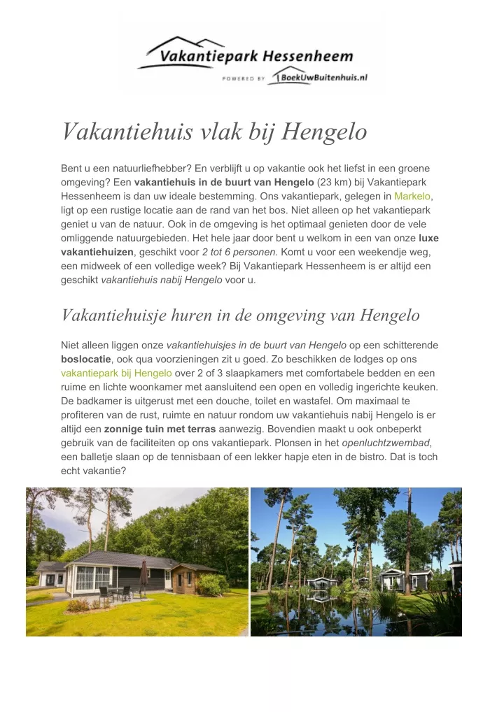 vakantiehuis vlak bij hengelo