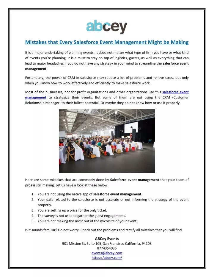 mistakes that every salesforce event management