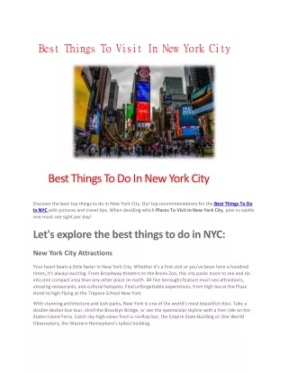 Best Things To Visit In New York City