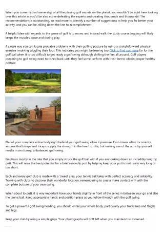 Easy The game of golf Suggestions That Are Easy To Learn