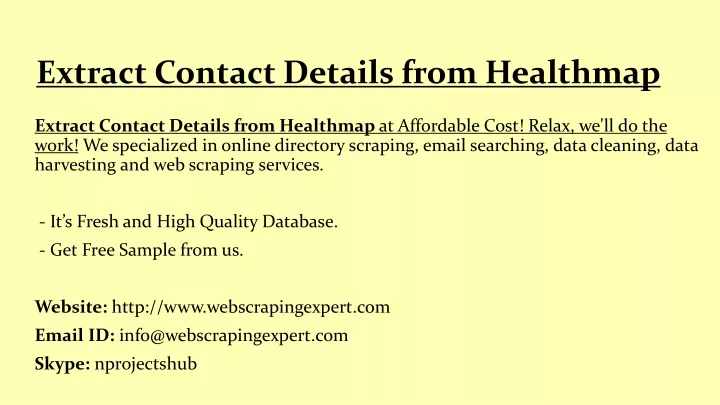 extract contact details from healthmap