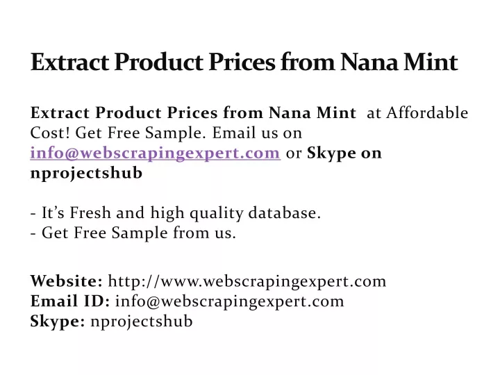 extract product prices from nana mint