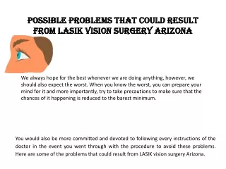 Possible problems that could result from LASIK vision surgery Arizona