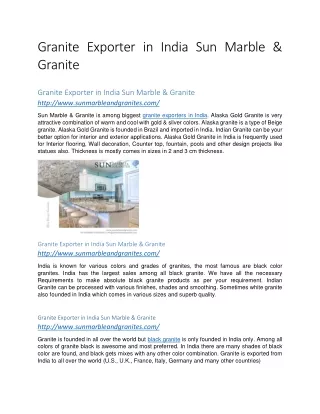 Granite Exporter in India Sun Marble & Granites