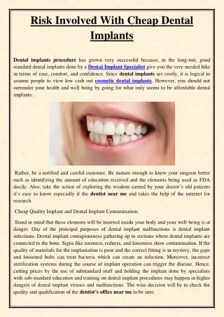 risk involved with cheap dental implants