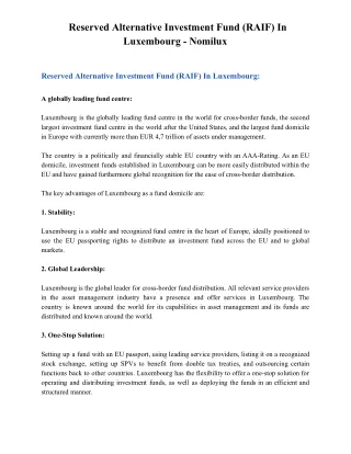 reserved alternative investment fund raif