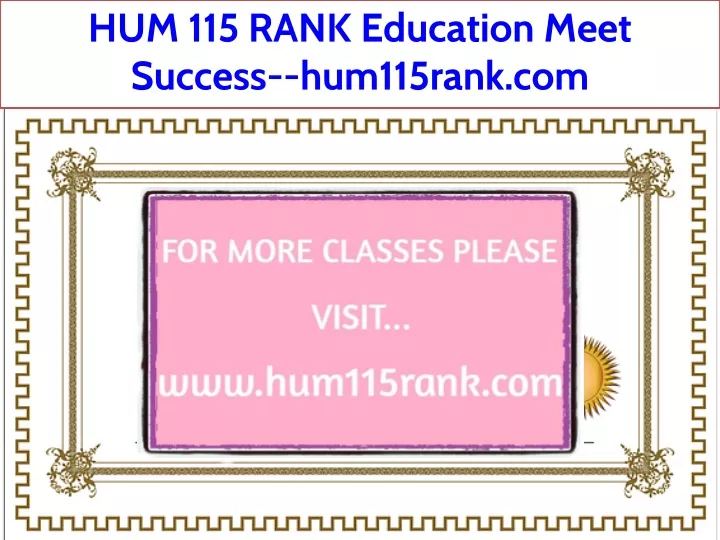 hum 115 rank education meet success hum115rank com