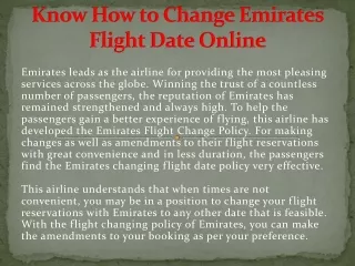 Know How to Change Emirates Flight Date Online Call Now  1-855-284-6735