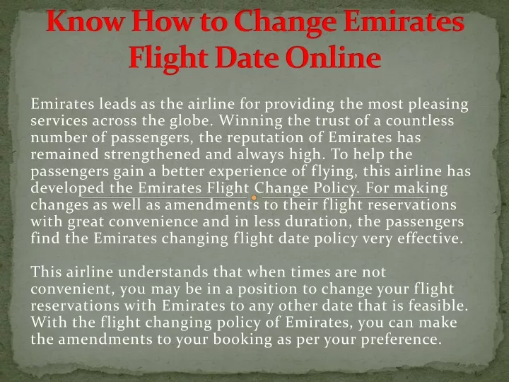 know how to change emirates flight date online
