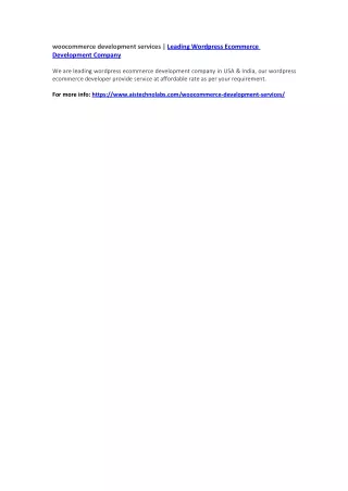 woocommerce development services leading