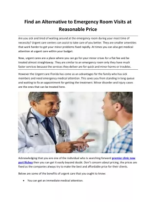 find an alternative to emergency room visits