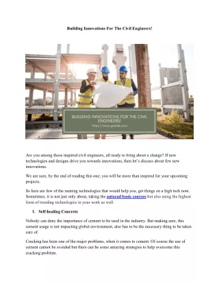 building innovations for the civil engineers