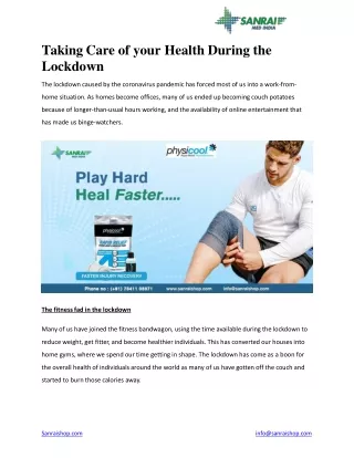 taking care of your health during the lockdown