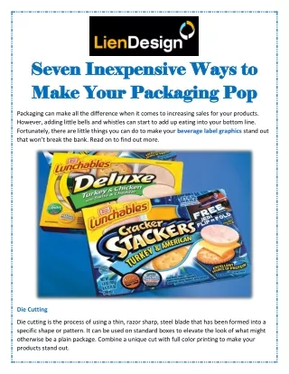 Seven Inexpensive Ways to Make Your Packaging Pop