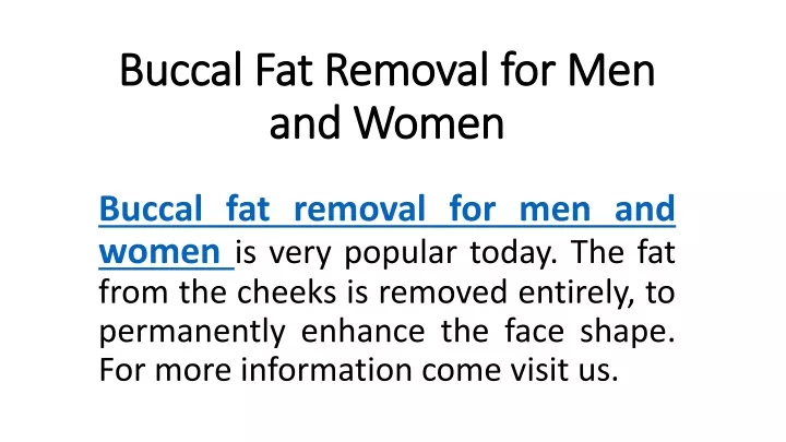 buccal fat removal for men and women
