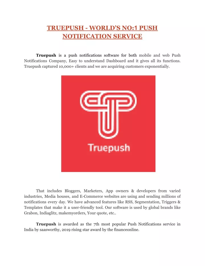 truepush world s no 1 push notification service
