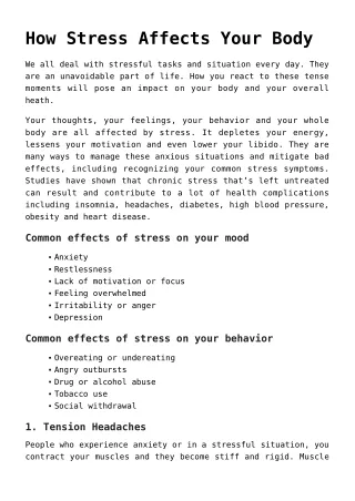 How Stress Affects Your Body