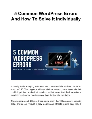 5 common wordpress errors and how to solve