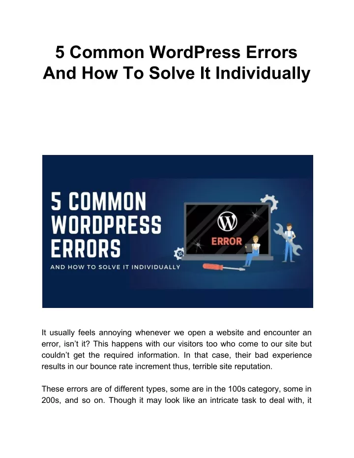 5 common wordpress errors and how to solve