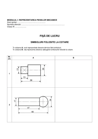 modulul i reprezentarea pieselor mecanice anul