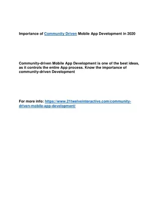 importance of community driven mobile