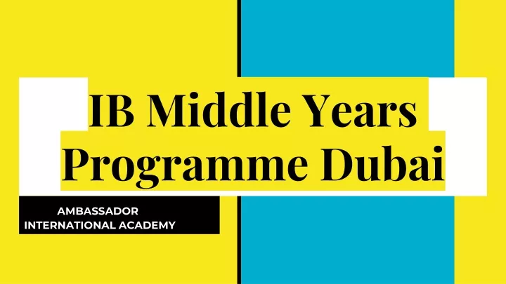 ib middle years programme dubai