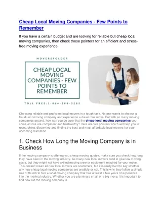 cheap local moving companies few points