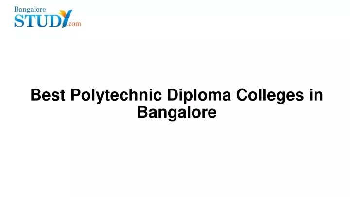 best polytechnic diploma colleges in bangalore