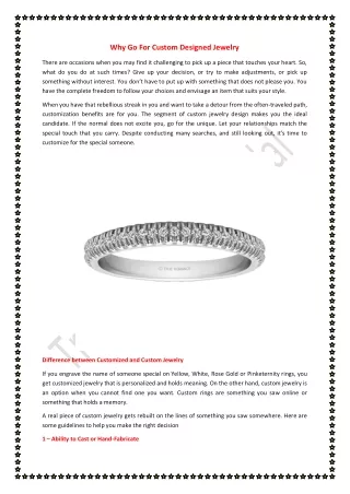 why go for custom designed jewelry
