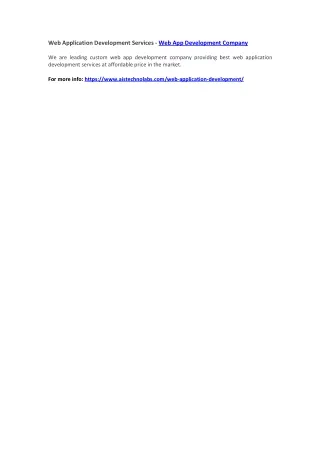 web application development services