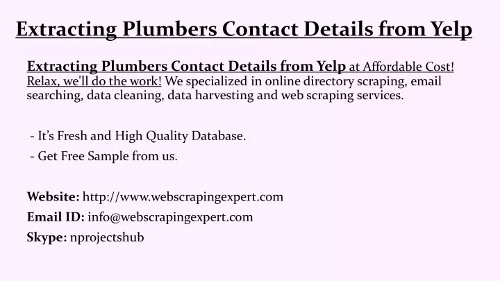 extracting plumbers contact details from yelp