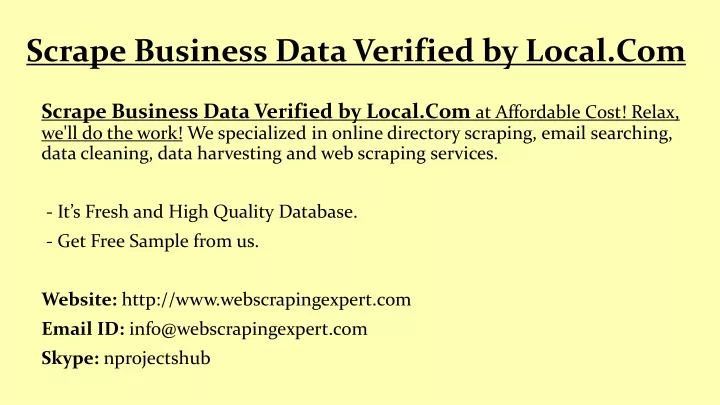 scrape business data verified by local com