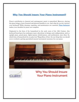 why you should insure your piano instrument