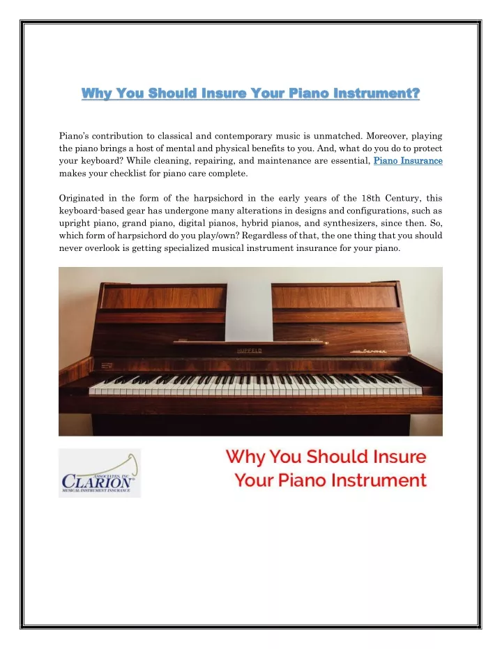 why you should insure your piano instrument