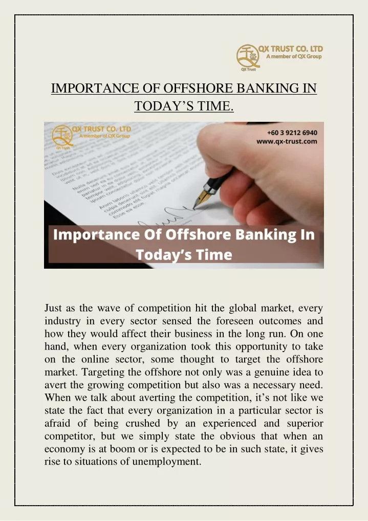 importance of offshore banking in today s time