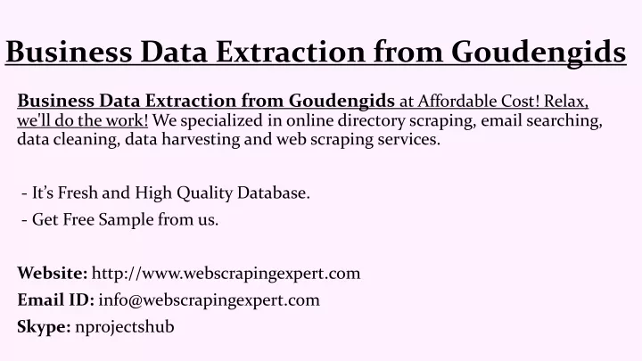 business data extraction from goudengids