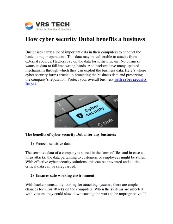 how cyber security dubai benefits a business