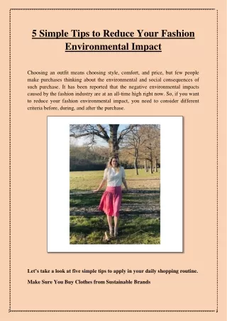 Tips to Reduce Your Fashion Environmental Impact