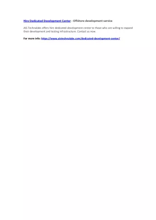 hire dedicated development center offshore