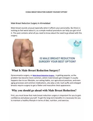 Is Male Breast Reduction Surgery Your Best Option?