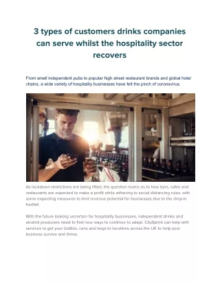 3 types of customers drinks companies can serve whilst the hospitality sector recovers