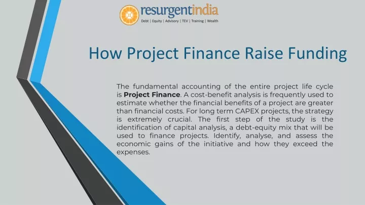 how project finance raise funding