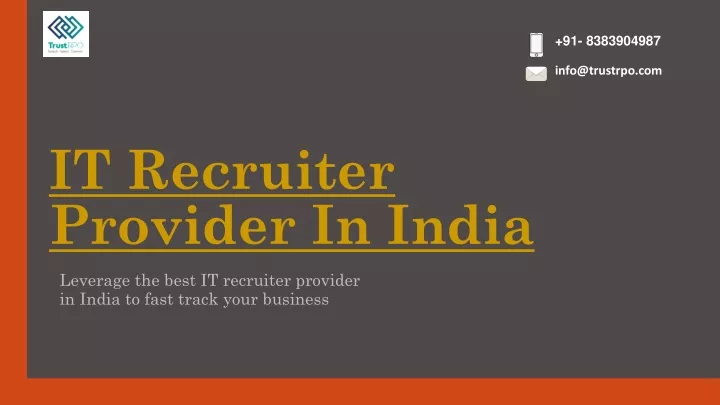 it recruiter provider in india
