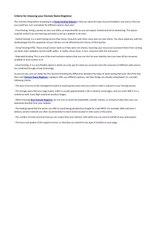 criteria for choosing your domain name registrar